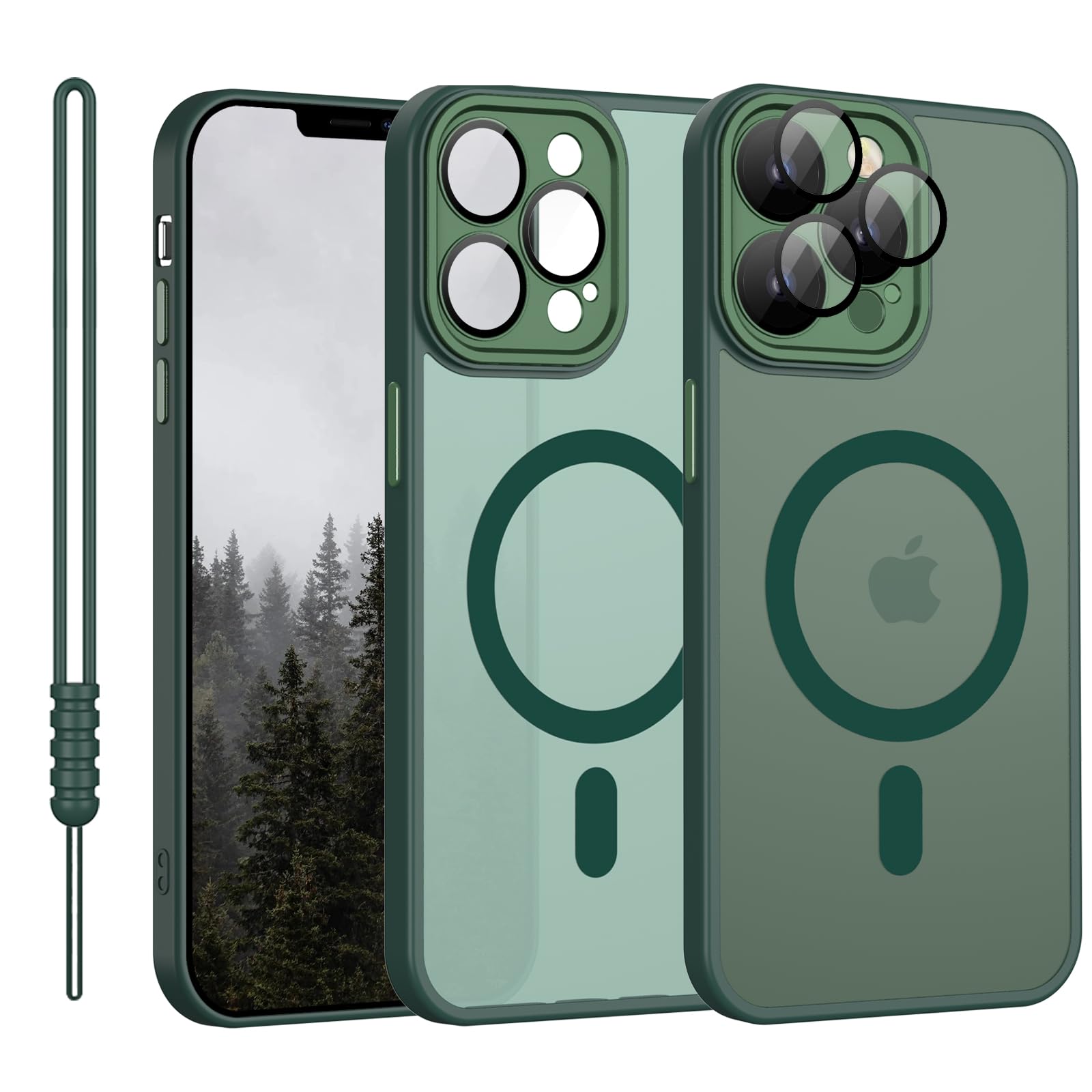 YUANDMI Cover Magnetica per iPhone 11 Pro Max Cover con MagSafe, Custodia Per iPhone 11 Pro Max Traslucida Opaca Case Ultra-Sottile Silicone Anti-Scivolo Resistente ai Graffi, Verde Scuro