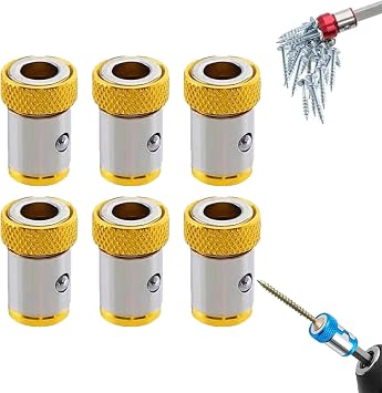 Screwdriver Head Magnetic Ring for Drill,Removable Magnetic Screwdriver Ring for 6.35mm 6*Yellow