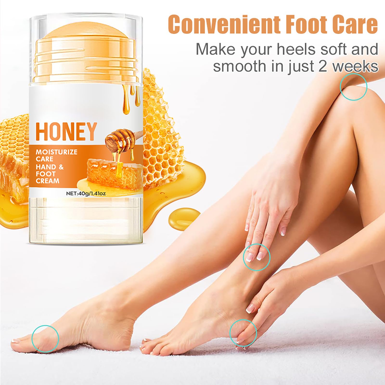 Honey Foot Cream for Very Dry Hands & Feet - 40 ml, Cracked Heel Repair & Intensive Moisturizing for Women & Men - Image 2