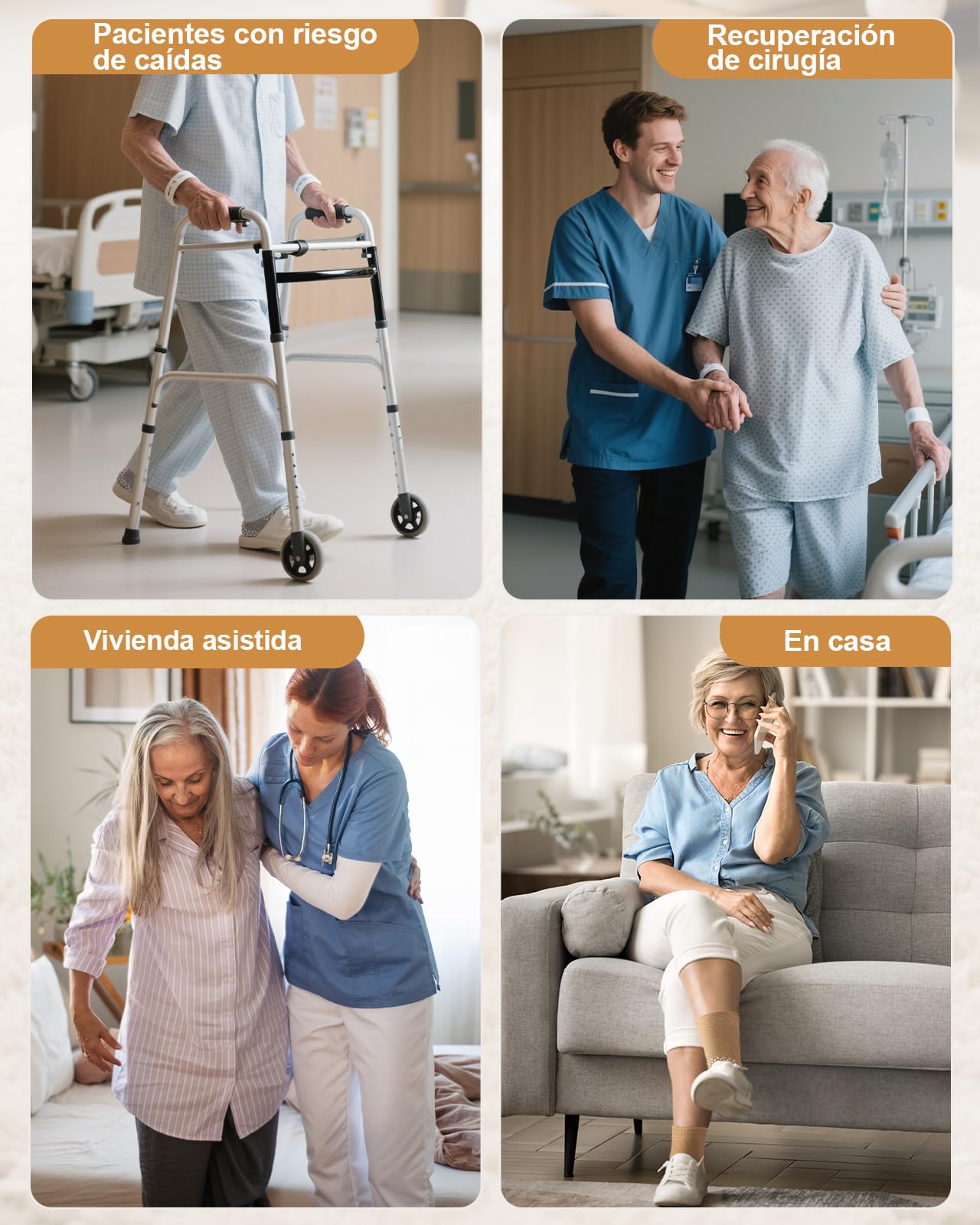 Calcetines antideslizantes hombre y mujer de hospital, doble perfil, 3 pares con puntos antideslizantes para cuidado y rehabilitación