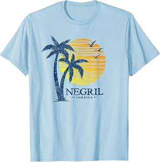 Vintage Negril Jamaica Beach Sunset Mens Womens Souvenir T-Shirt