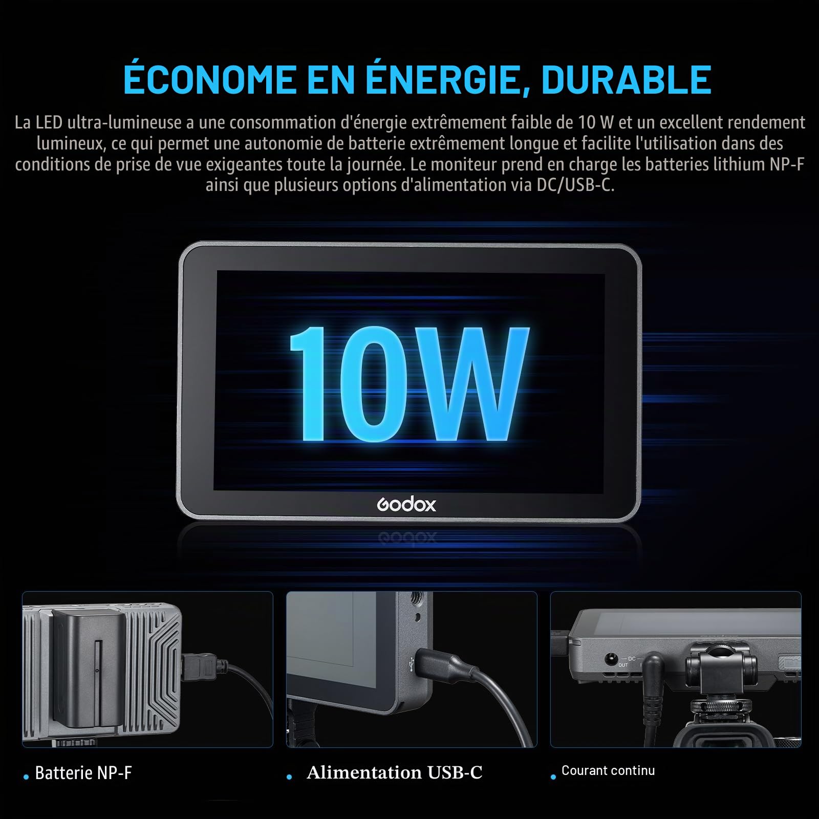 Godox GM6S Pro Kit1 5,5 Pouces 2000 Nits Écran Pivotant avec Télécommande Moniteur pour Appareil Photo 4K HDMI DSLR Moniteur de Terrain 1920*1080 IPS Contrôle Tactile avec Pare-Soleil et Support à Sem