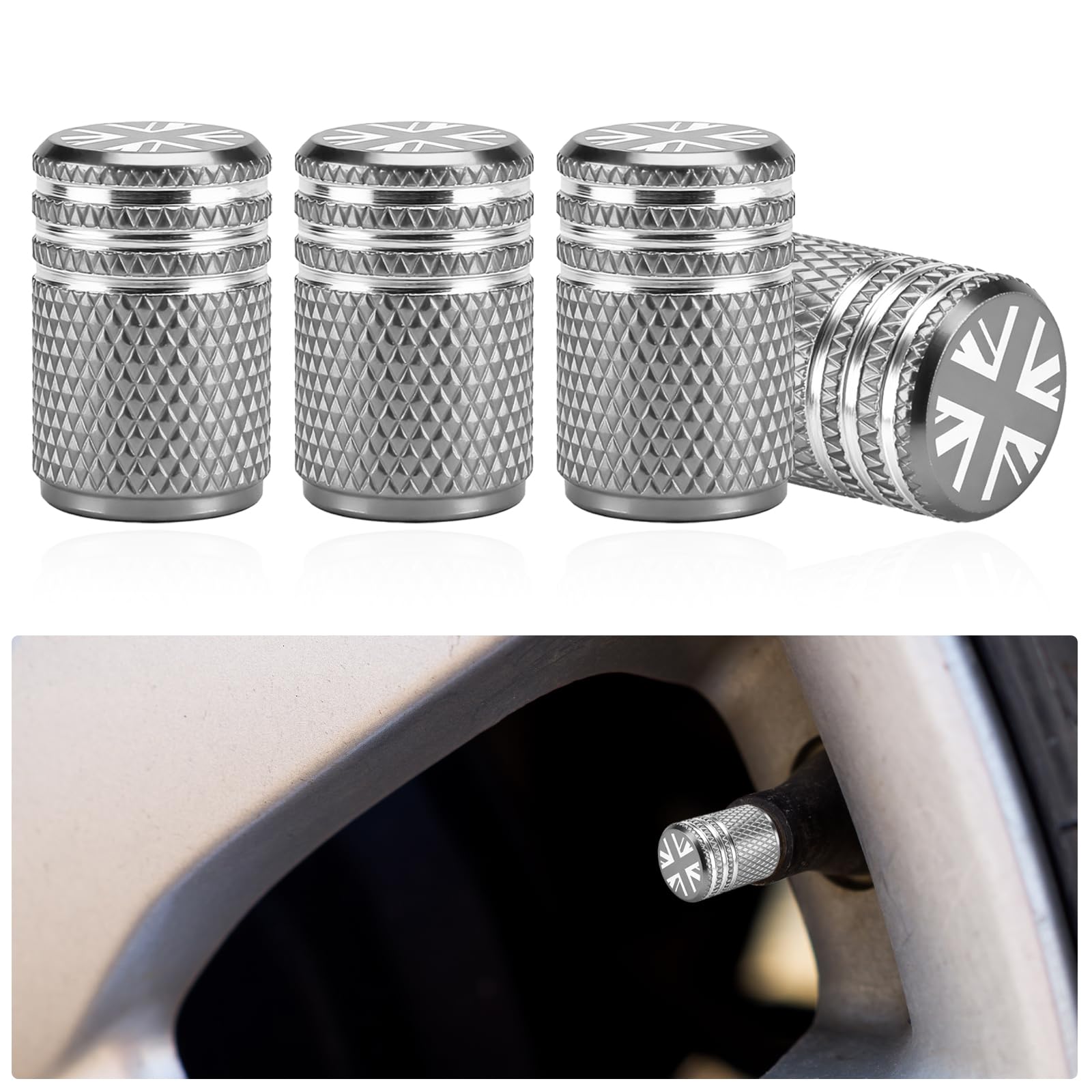 4PCs Tyre Valve Caps,Dust Caps for Car Tyres,Aluminum Tire Valve Stem Cap,Corrosion Resistant Tire Valve Covers Replacement with O Seal Ring,Universal Dust Cap for Cars,SUVs,Motorcycles (Blue) — view 8