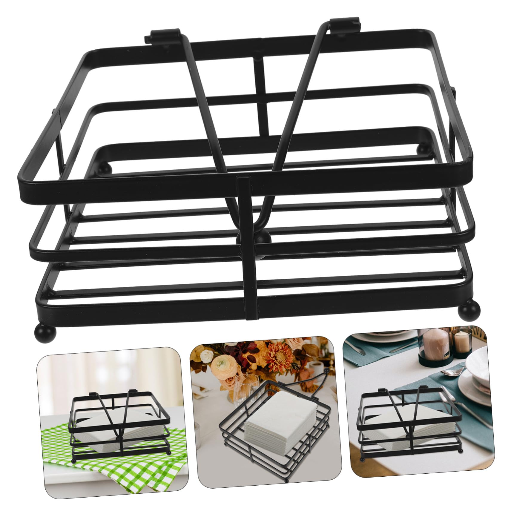 IMIKEYA Portatovaglioli da tavolo in ferro quadrato porta fazzoletti piatto braccio peso organizer per tovaglioli adatto per cucina sala da pranzo celebrazioni e riunioni di famiglia