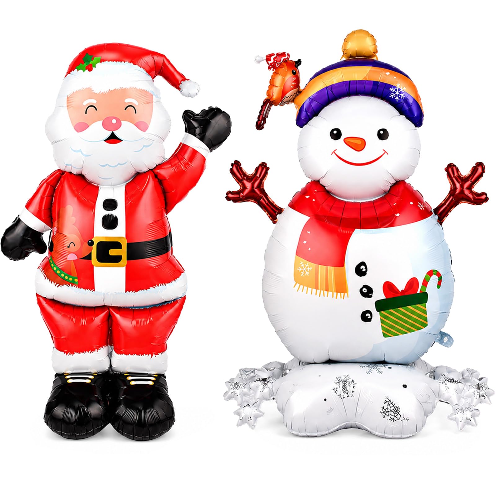2PCS Christmas Balloons Decorations Standing Santa Snowman Xmas Balloons