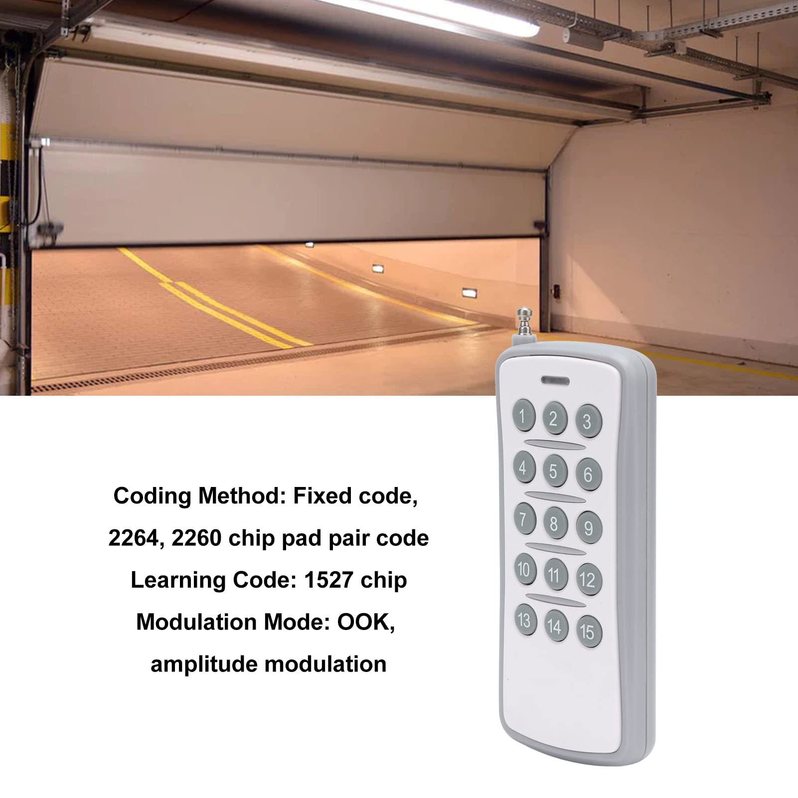 Telecomando Universale 15 Tasti Per Porte E Luci - 433MHz, Con Apprendimento, Batteria 12V - Foto 10