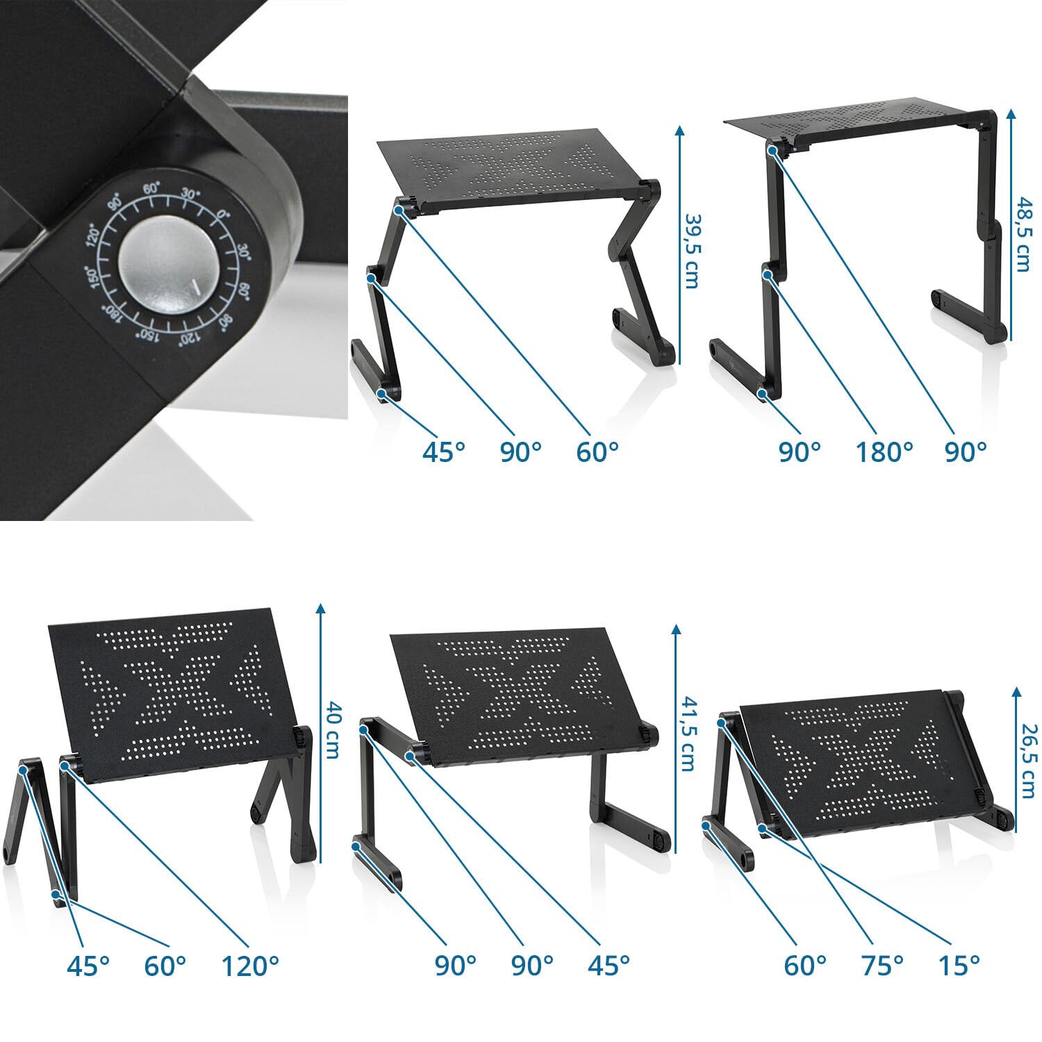 hjh OFFICE 802117 VM-SA II - Supporto per laptop in alluminio pieghevole a 360°