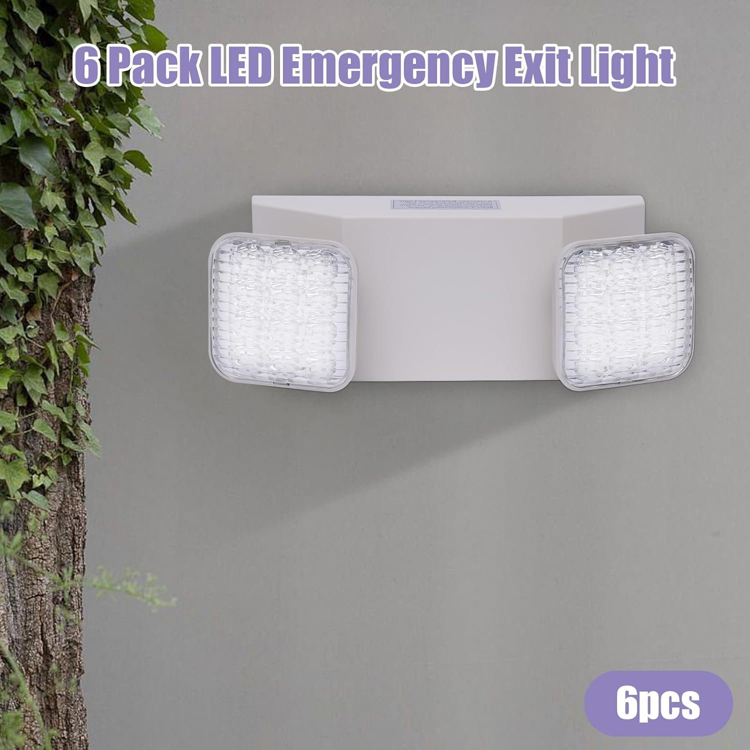 Emergency Light, Emergency Lights for Business, Led Emergency Exit Light, Adjustable (360 Degree), with Battery Back-Up, 6 Pack, 50000 Hours
