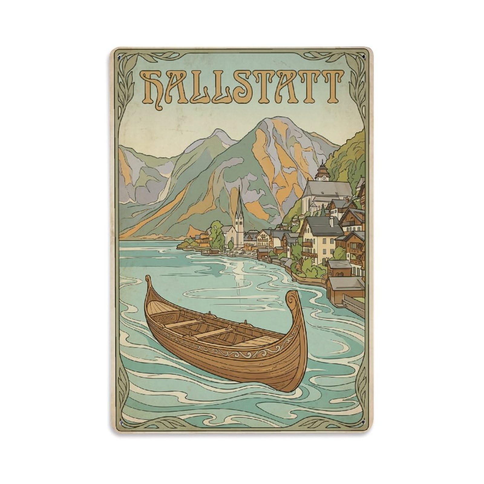 Gead 8X12inch Style Vintage Travel Austria Lake Boat Metal Tin Sign