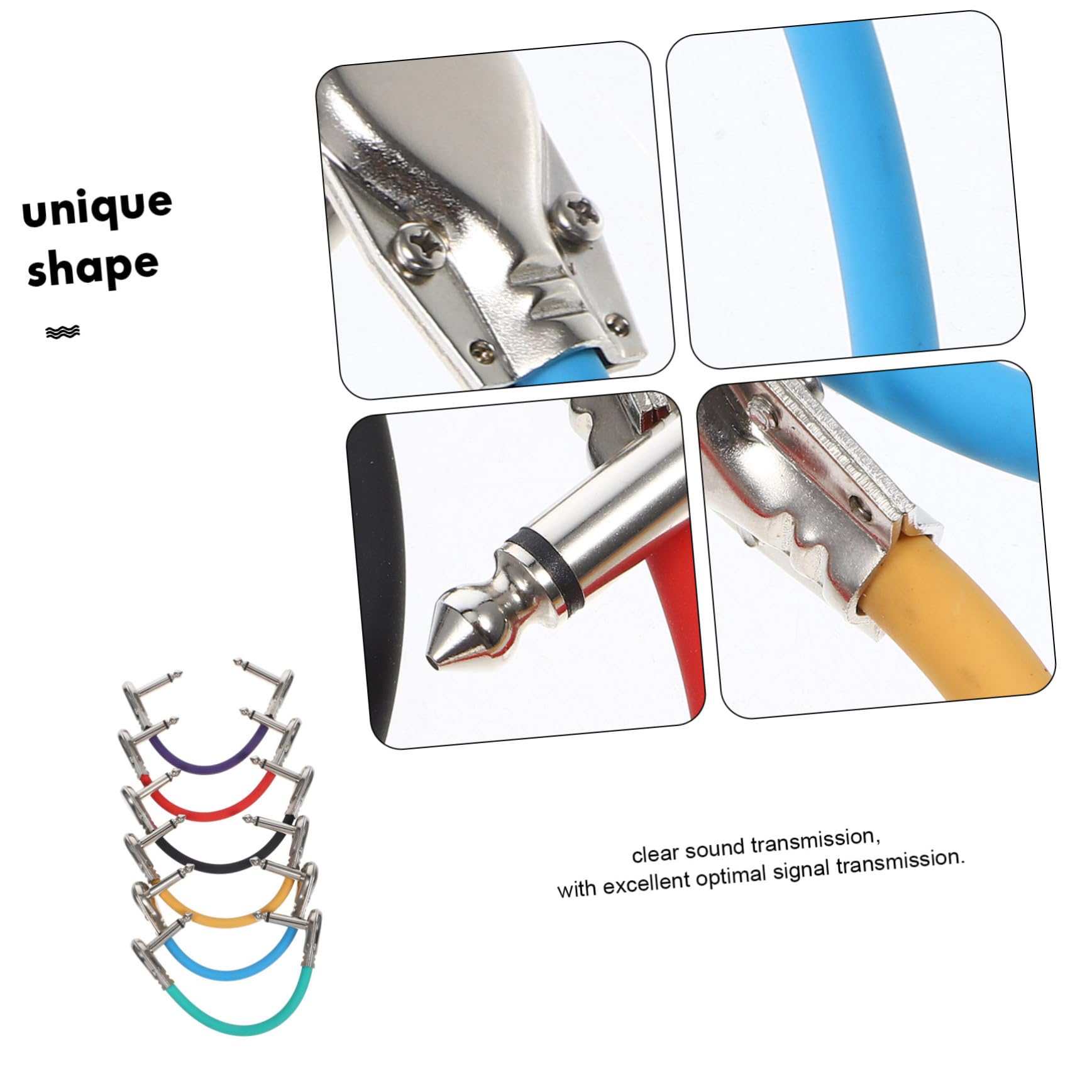 TOYANDONA Cables de Conexión para Guitarra de 6, 35mm, 6 Piezas | Pu y Cobre, Formato Plano de 15cm, Diseño Plug-and-play para Espacios Reducidos
