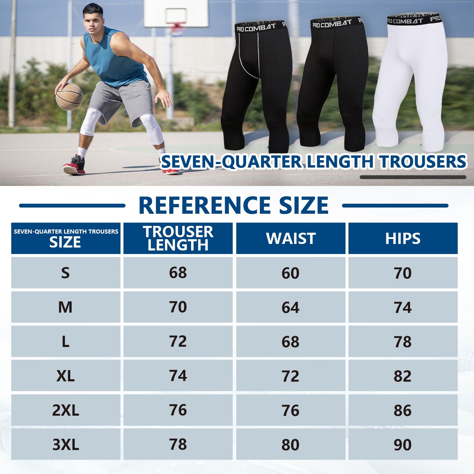 3/4 Pantalones de Compresión Deportivos Dry Carriendo para Ciclismo Golf Yoga, 2 Pack