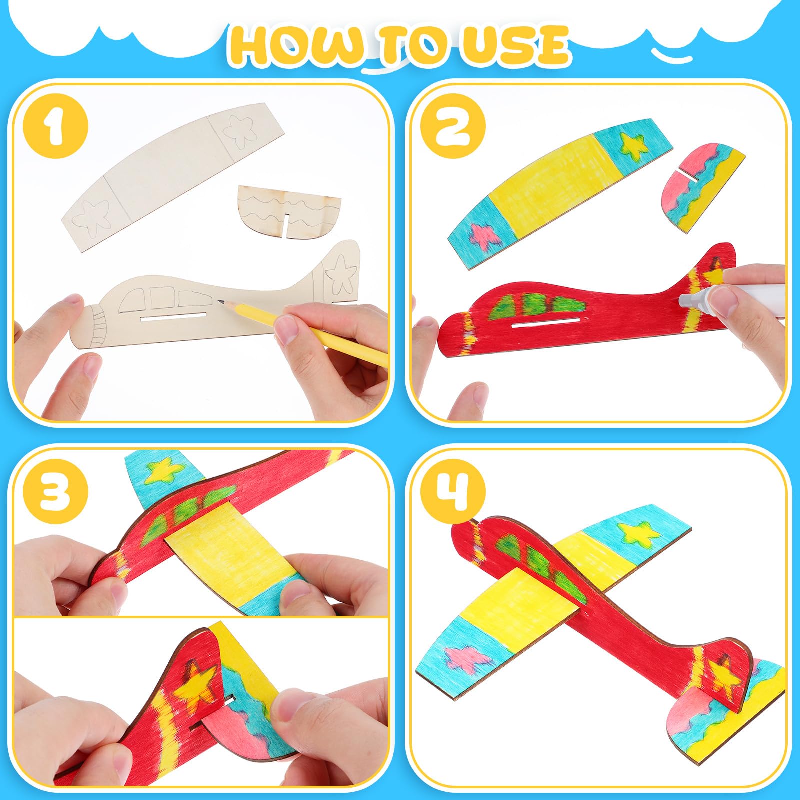 Lot De 2 Avions En Mousse Blanche à Peindre – DIY, 48 X 47 X 12 Cm – Activité Créative Pour Enfants – Fête, Décoration, Cadeau