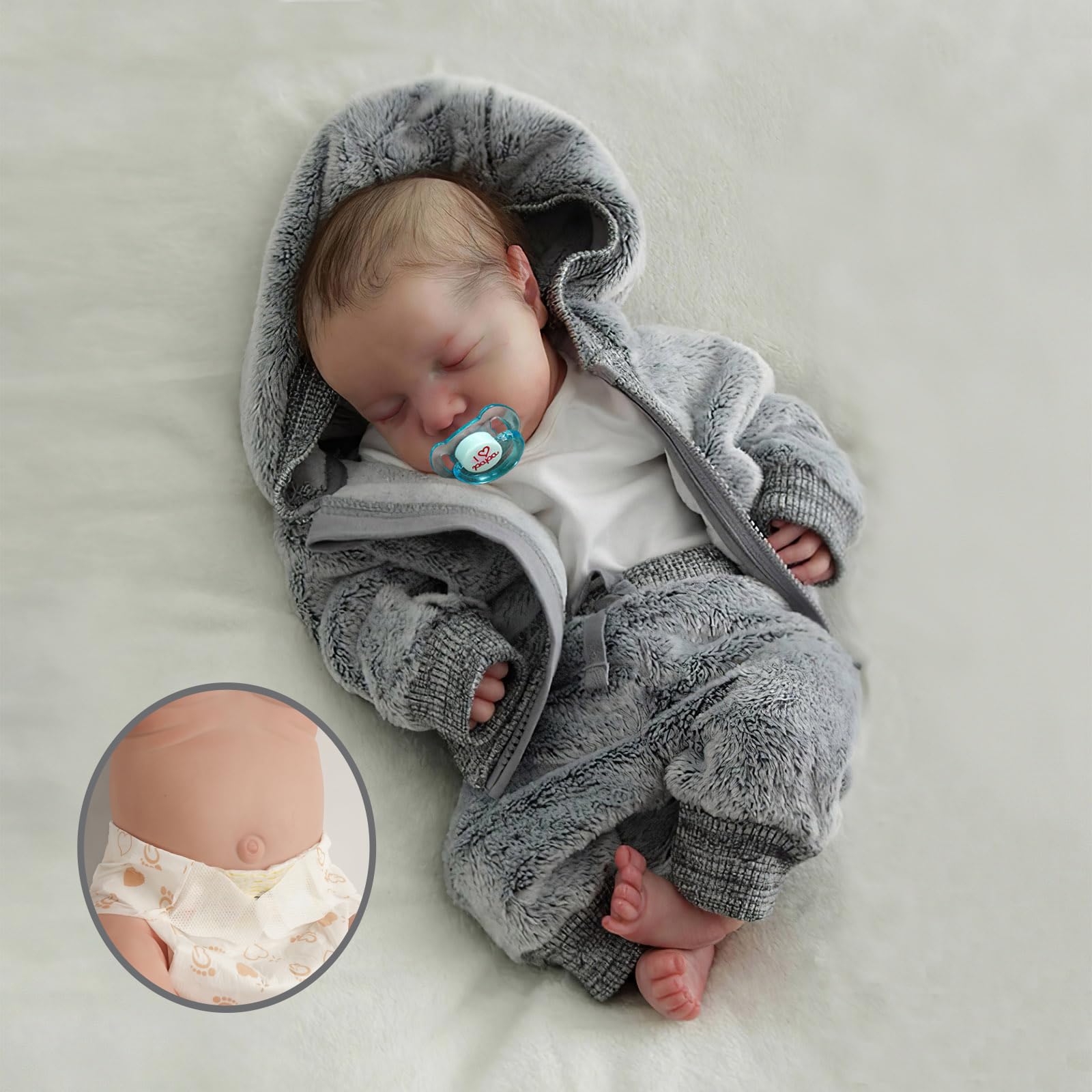 BABESIDE Lifelike Reborn Baby Dolls Silicone Full Body Boys - 17-Inch Real Baby Feeling Realistic-Newborn Baby Doll Full Body Vinyl Real Life Baby Dolls with Toy & Gift Box for Kids Leo