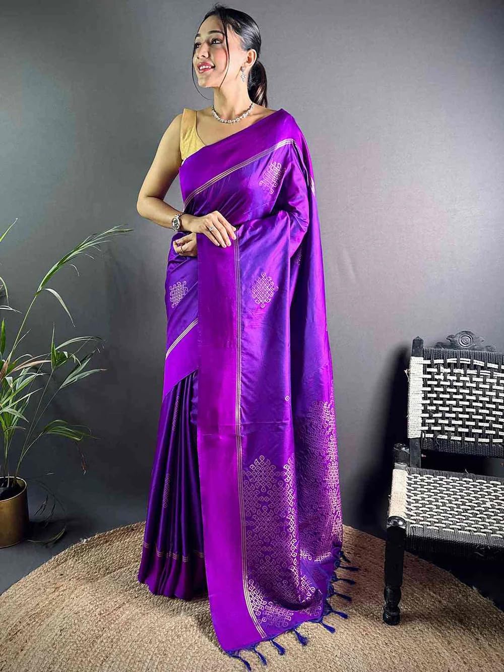 SGF11 Women's Kanjivaram Pure Soft Silk Saree With Unstiched Blouse Piece