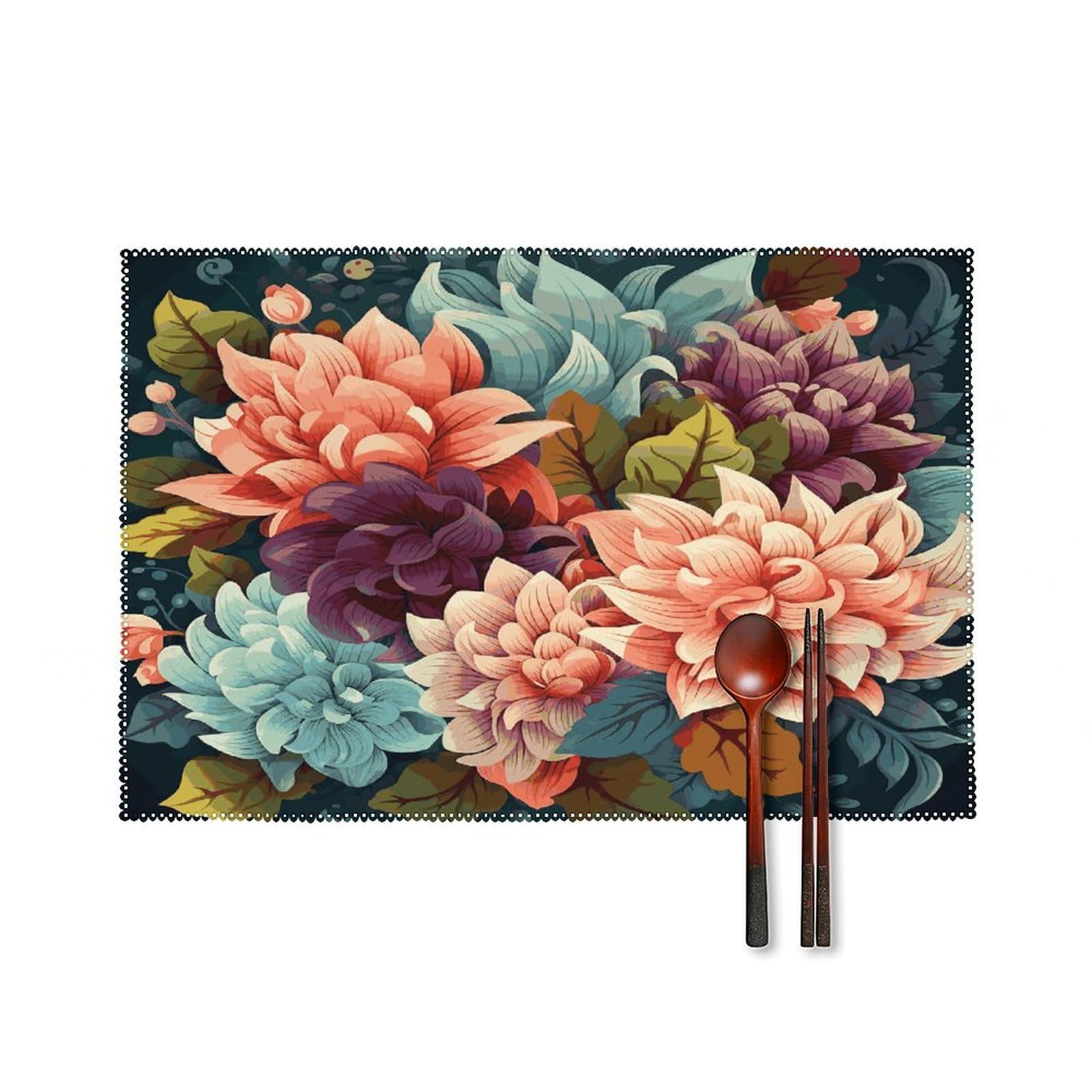 Fodpand Style Flowers As Background Placemats Set Of 4 Place Mats Table Mats