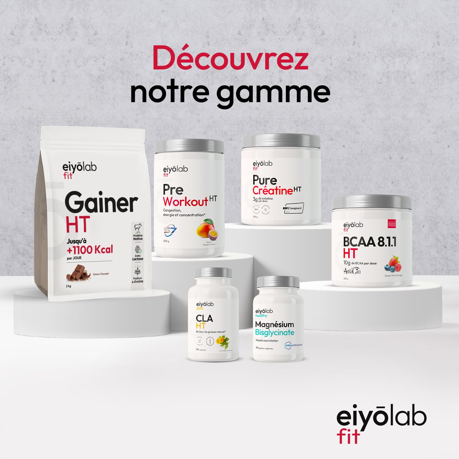WHEY + COLLAGÈNE HT | 82% de Protéines | Peptides de Collagène Hydrolysé 2000 Da | Riche en BCAA | Construction de la masse musculaire | Entretien des Articulations | Saveur Chocolat | 750g | Eiyolab