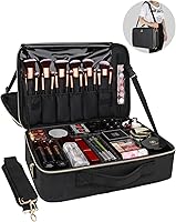 Vista 2 de Relavel Estuche de maquillaje grande para maquillaje, estuche de tren profesional de 16.5 pulgadas, organizador de cosméticos de viaje, soporte