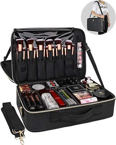 Miniatura 2 de Relavel Estuche de maquillaje grande para maquillaje, estuche de tren profesional de 16.5 pulgadas, organizador de cosméticos de viaje, soporte para