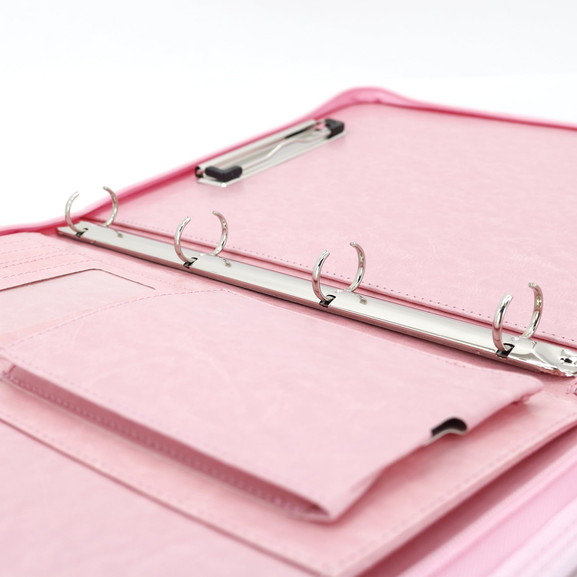 GraduatePro Cartella Portadocumenti A4 Raccoglitore a 4 anelli Pelle di Cerniera Chiusura per Ufficio Conferenza Cartellina Custodia Organizzatore-Rosa