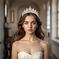 Vista 12 de Kamirola - Corona de reina y tiaras corona de princesa para mujeres y niñas, diademas de cristal para novia, princesa para bodas y fiestas (01)