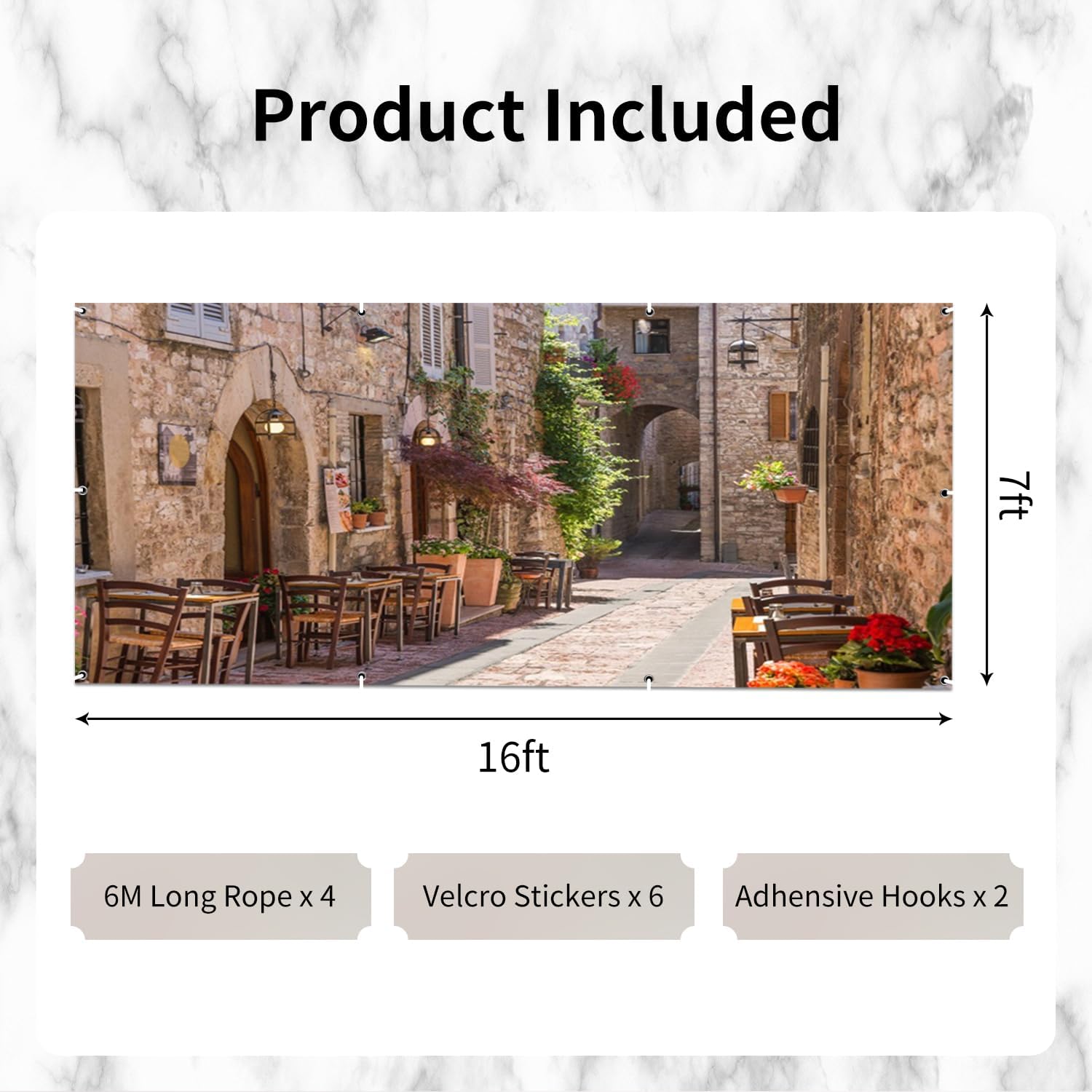 Ancient City Garage Door Cover 16x7ft Old Street Sites Backdrops Cityscape Door Banner Travel Historical View Garage Door Decorations Backdrop Holiday Outdoor Decor