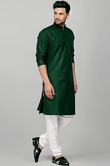 Multi Colored Cotton Plain Men's Ethnic Kurta Only