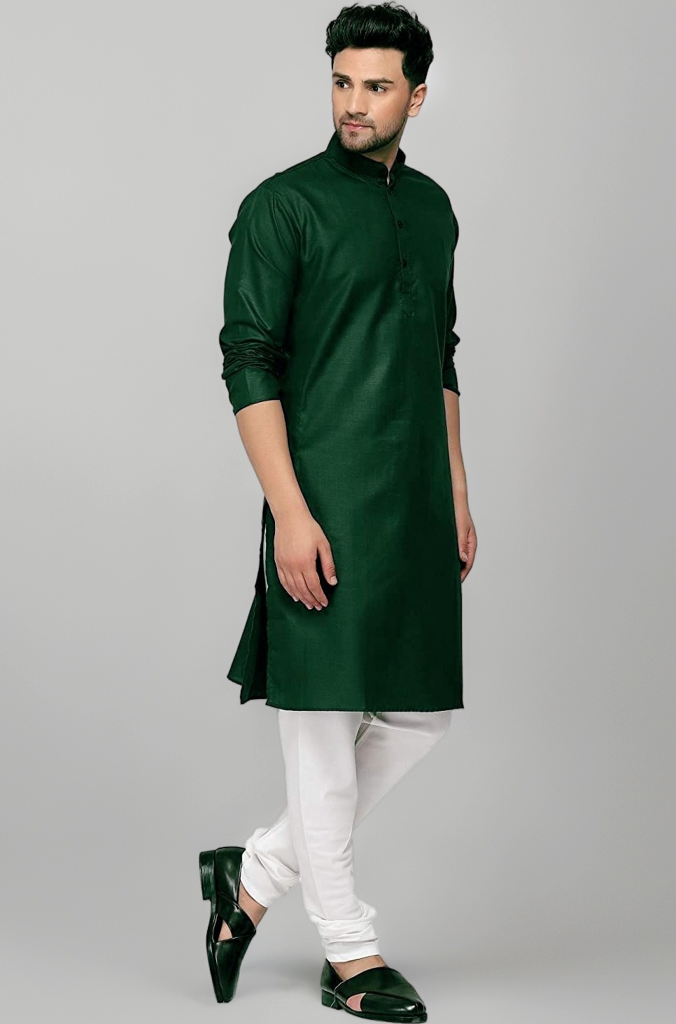 Multi Colored Cotton Plain Men's Ethnic Kurta Only