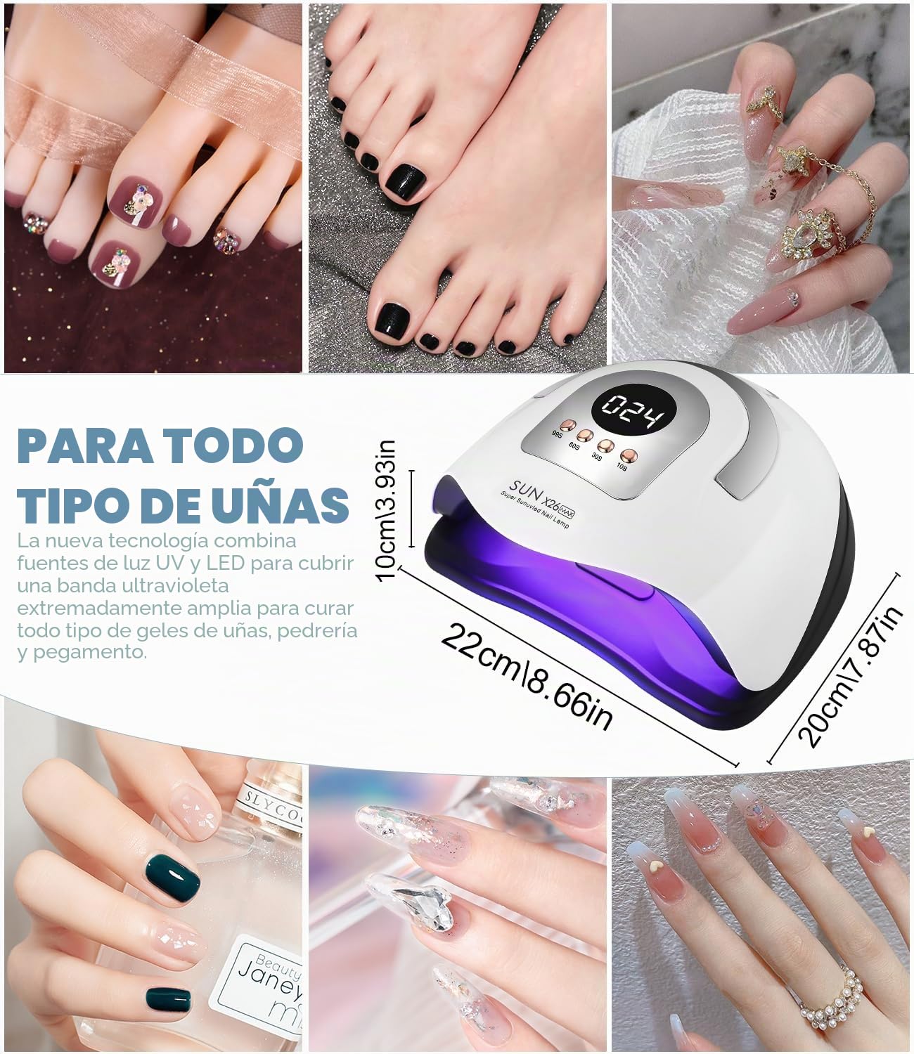 Lámpara de Uñas UV, 380W 81 LED Lámparas Profesional Maquina Secadora de Uñas Rápido, Curado de Esmalte de Gel con 4 Temporizador y Pantalla LCD Para Manicura/Pedicura Nail Art en el Hogar