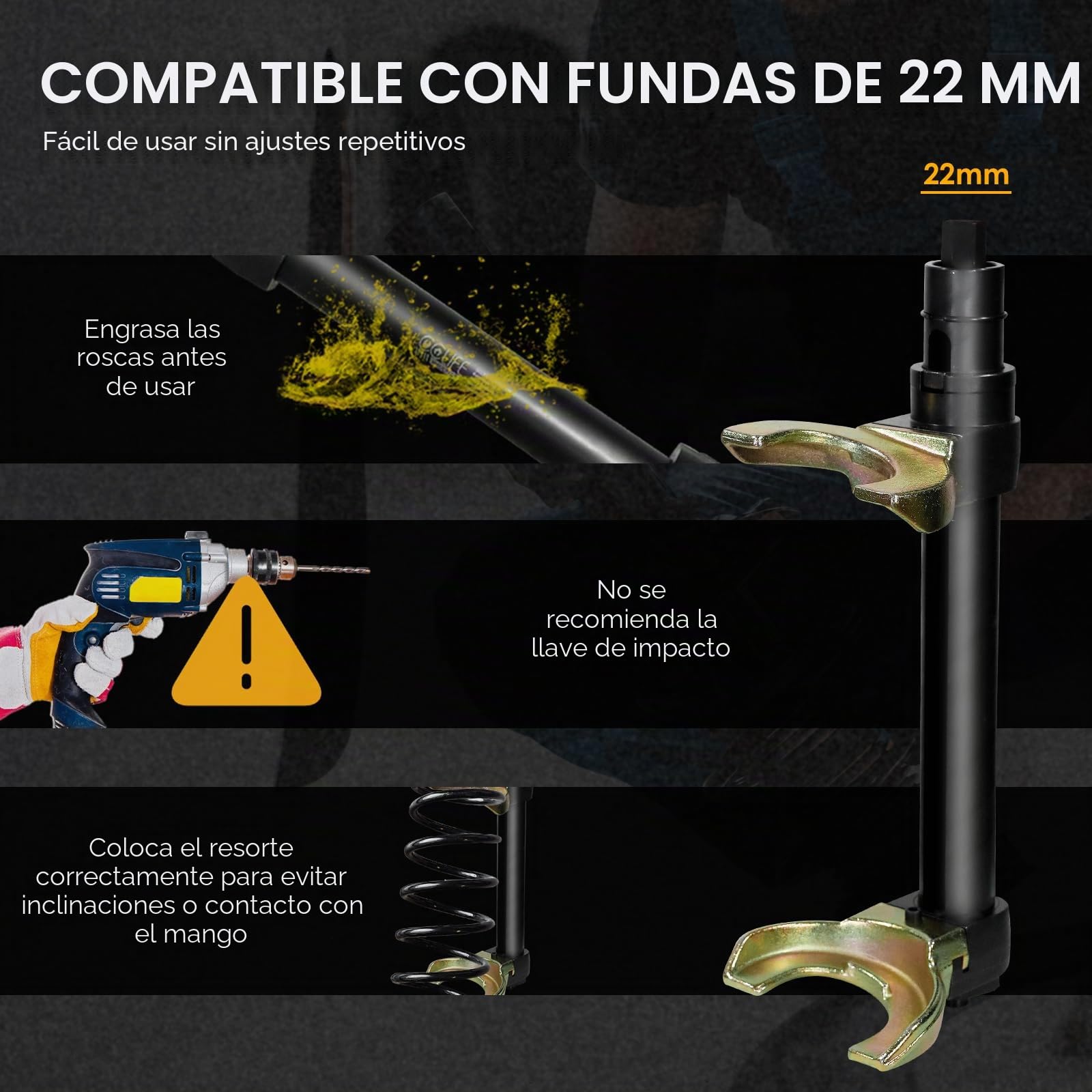 CCLIFE Compresor Muelles Amortiguador Mcpherson Compresor de Muelles Universal Sistema de suspensión Tensor de muelles