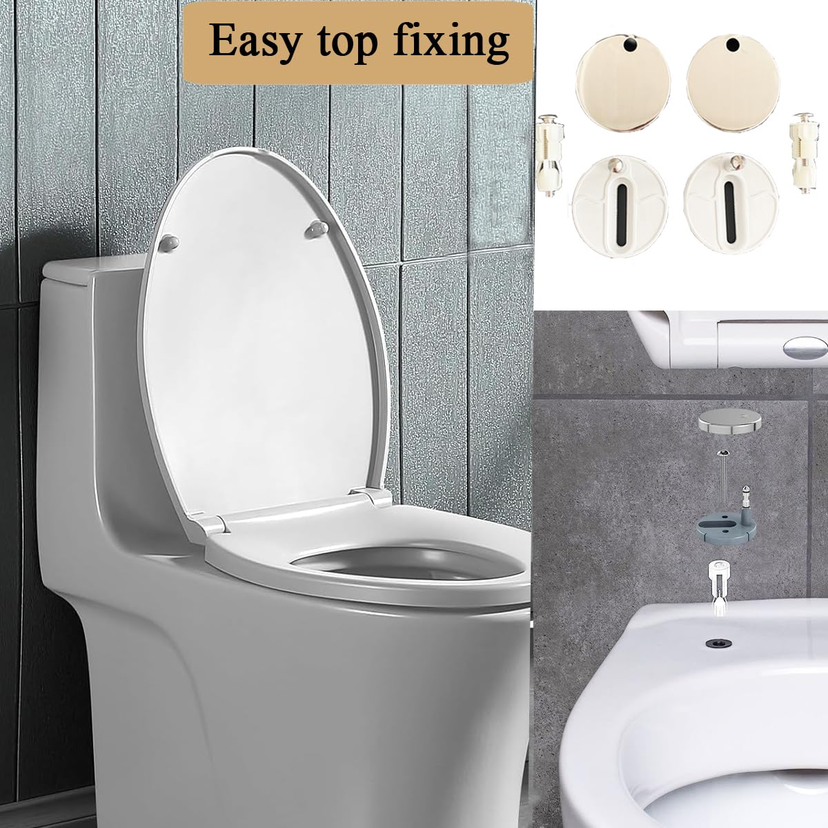 Soft Close Toilet Seat, Toilet Seat with Quick Release for Easy Clean Standard Loo Toilet Seats Oval, Simple Top Fixing - Image 4