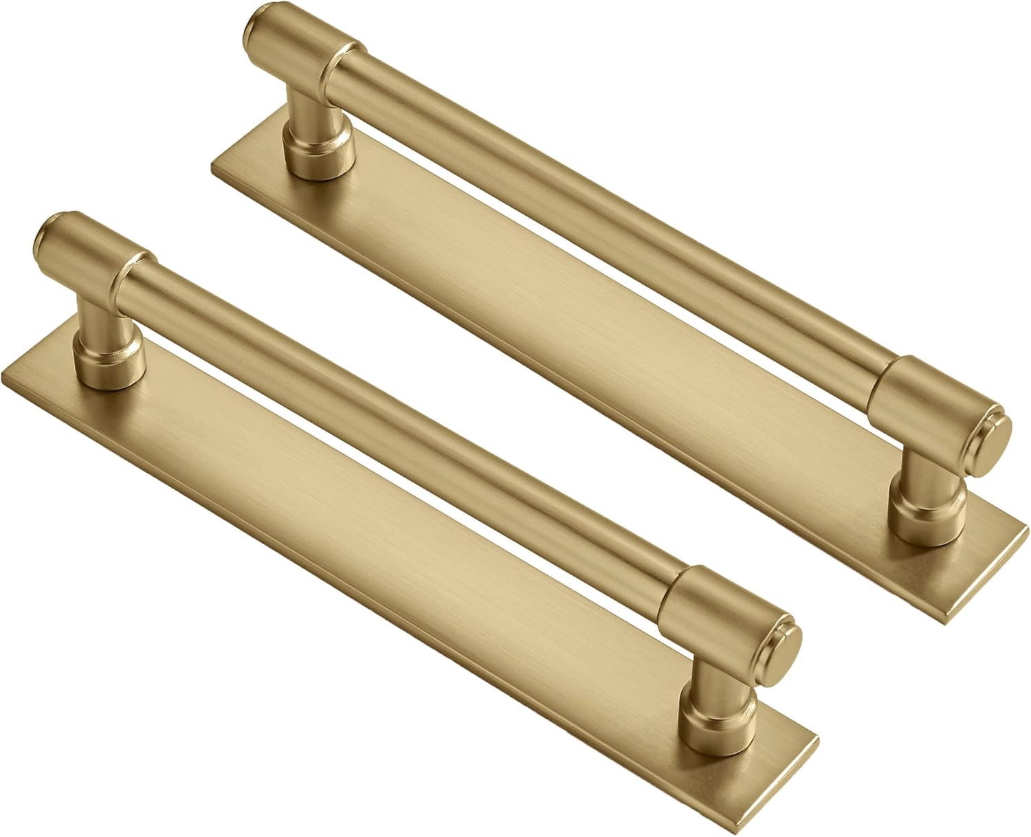 khtumeware 5 Pack 6 Inch（152 mm Center to Center Brushed Gold Cabinet Pull Backplate with Base Plate Zinc Solid Brushed Brass Kitchen Cabinet Handles Drawer Pulls Cabinet Hardware