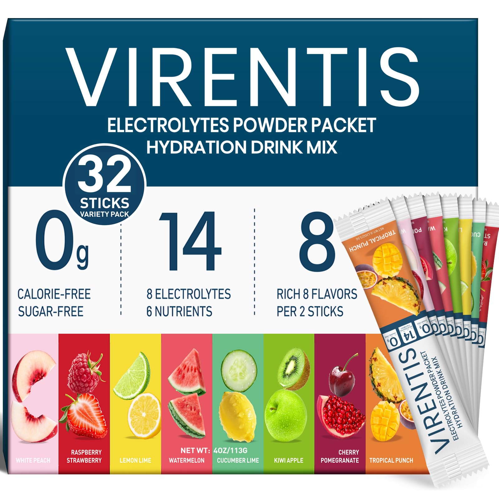 Virentis 32 Sticks Electrolytes Powder Packets
