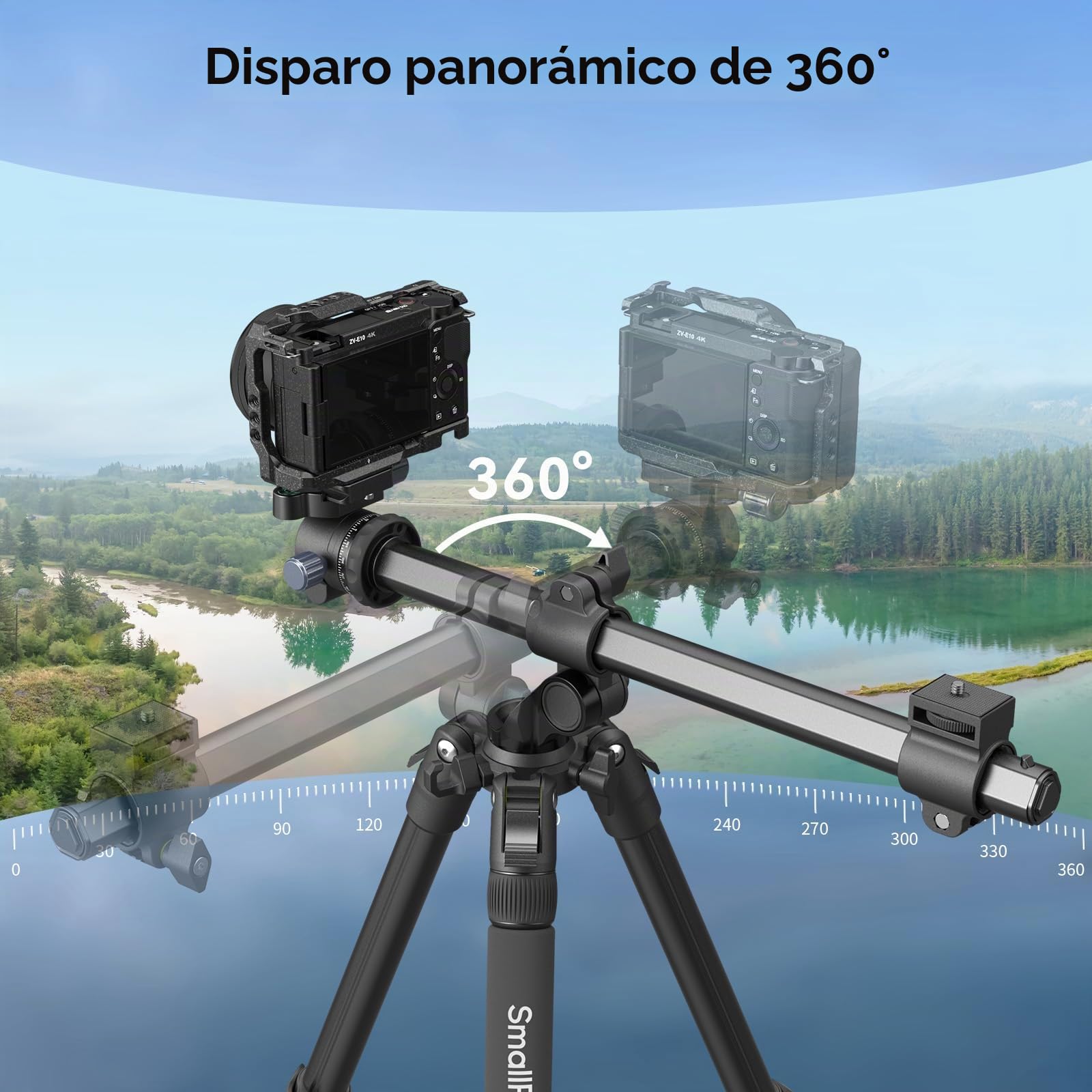 SMALLRIG CT25 5290 - Trípode horizontal para cámara (164 cm, con soporte para smartphone y funda de transporte, 22 lb de capacidad de carga máxima de 22 lbs, de aluminio, para fotografía superior)