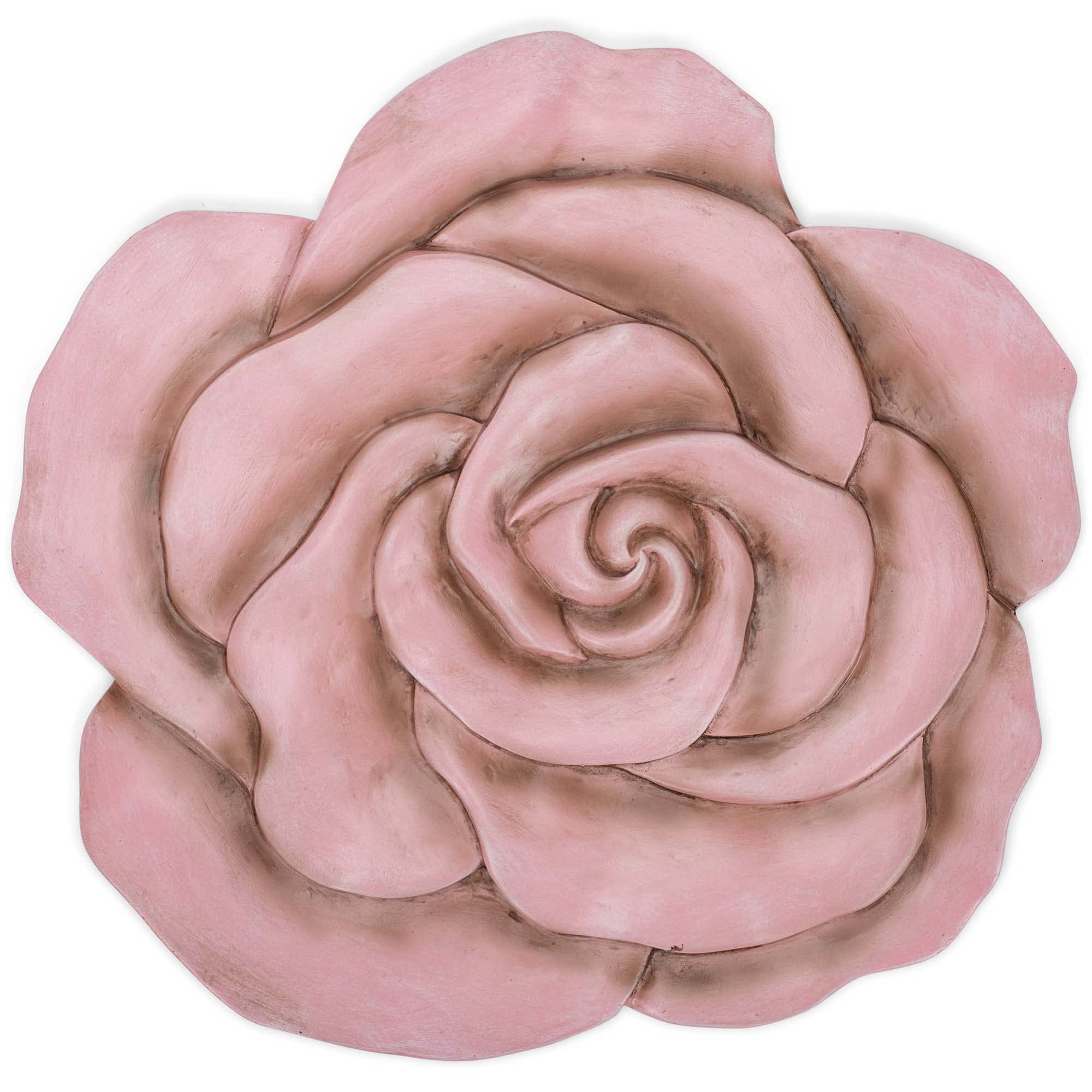 NAT & Jules Rose Flower Shaped Dimensional Indoor Outdoor 12 inch Cast Resin Decorative Garden Stepping Stone, Patio, Walkway Sculpture Yard Art, Pink
