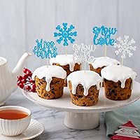 Vista 4 de Gyufise 24 adornos plateados para cupcakes con purpurina azul y plateado para tartas de Miss to Mrs para decoración de tartas de invierno, bodas