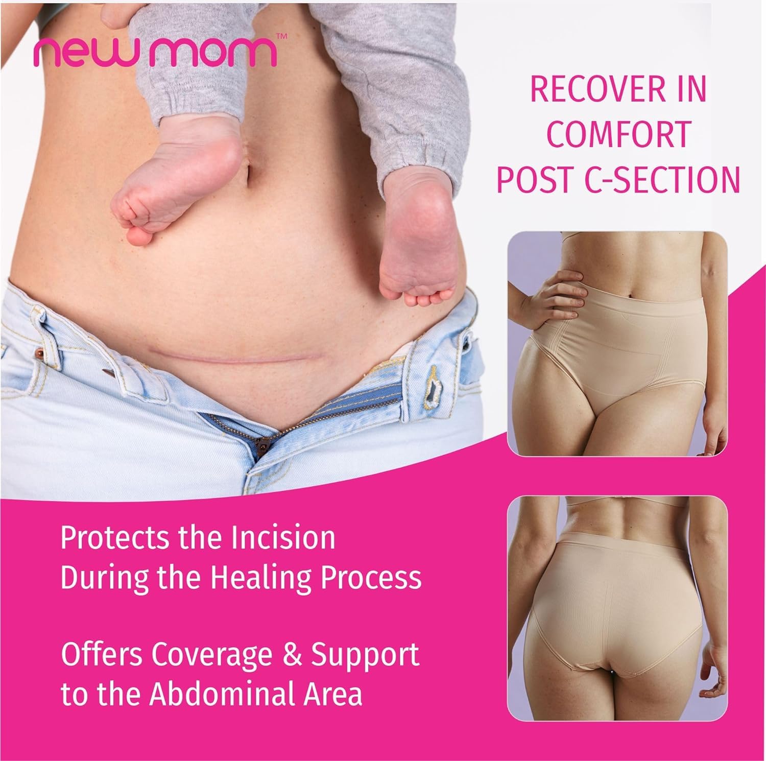 NewMom Caesarean Panty – White-Black (M) Pack of 2 - Image 5 thumbnail