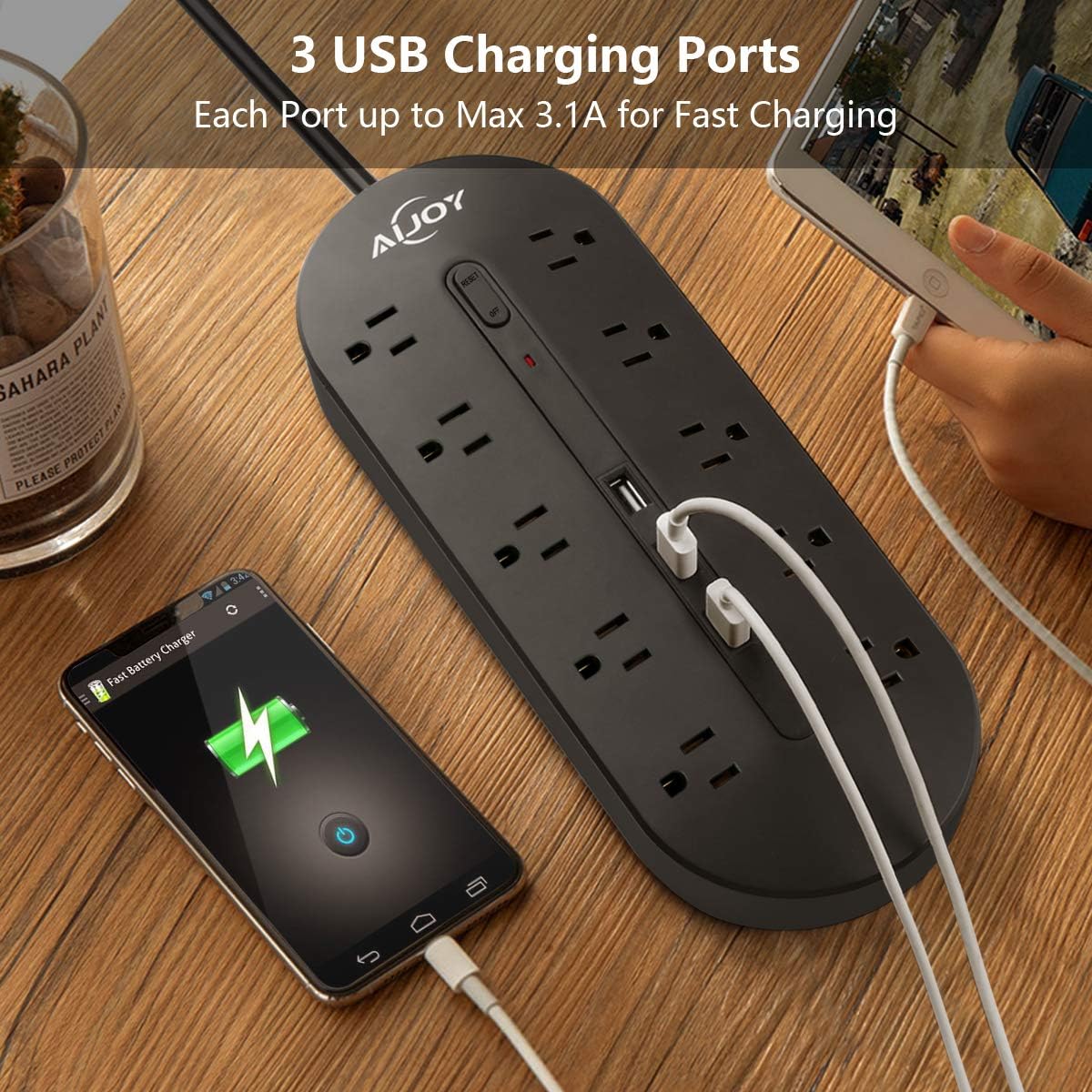 Lоwеѕt Prісе AiJoy Surge Protector Power Strip, Extension Cord 10 FT with 10 Outlets and 3 USB Fast Charging Ports, Outlet Strip with Switch, 3000W/13A Blасk Frіdау - 60% оƒƒ AiJoy Surge Protector Power Strip, Extension Cord 10 FT with 10 Outlets and 3 USB Fast Charging Ports, Outlet Strip with Switch, 3000W/13A