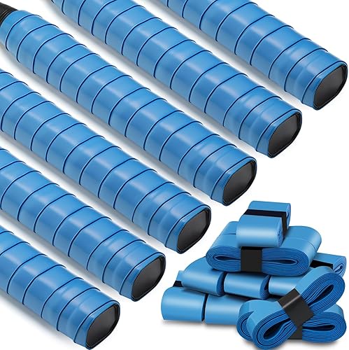 Vista 8 de Jadive Cinta de agarre de raqueta de tenis, antideslizante, overgrips de tenis, cinta absorbente de agarre de bádminton para cañas de pesca de Azul