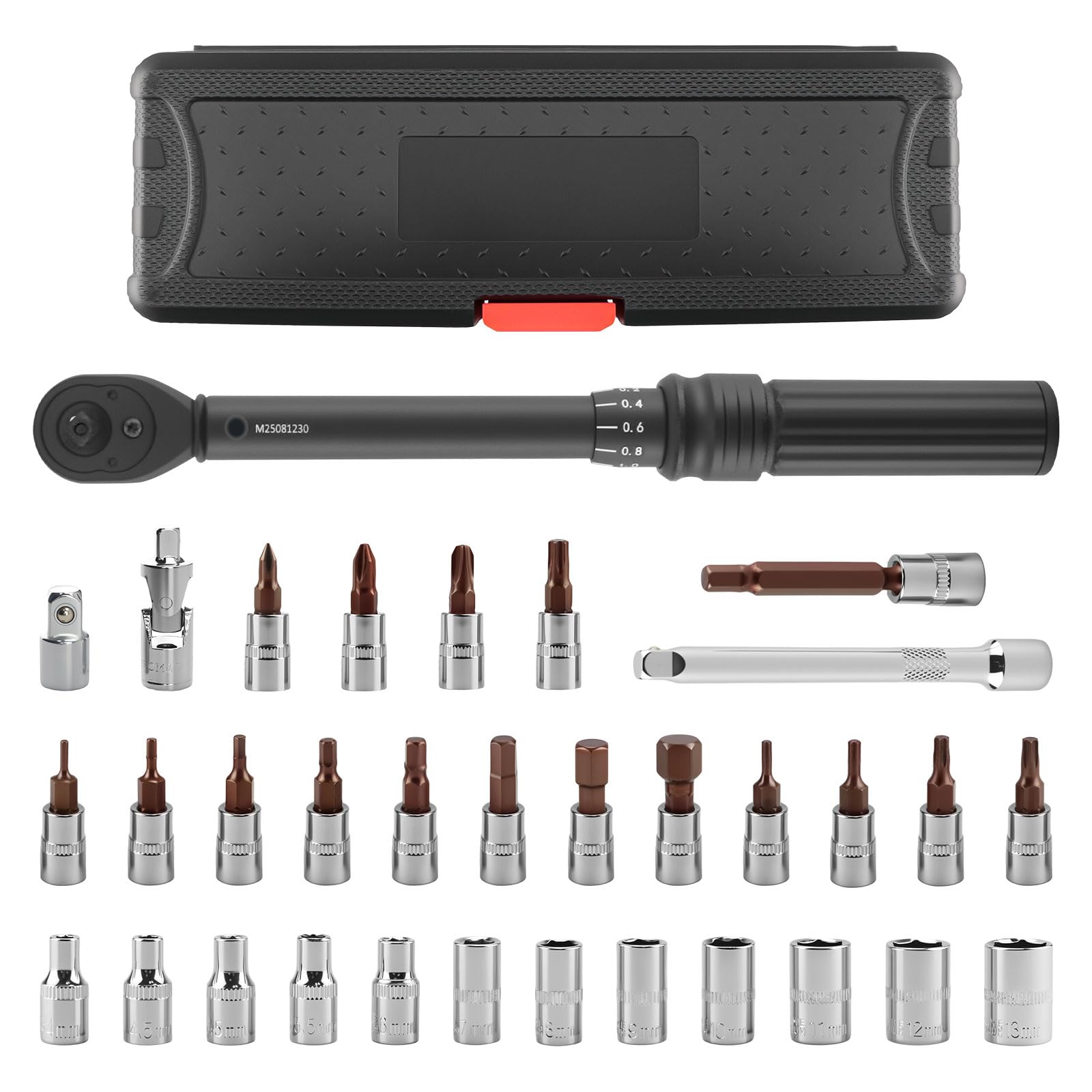 Homvvi 1/4'' Torque Wrench Set 33Pcs Bike Torque Wrench 2-24 Nm