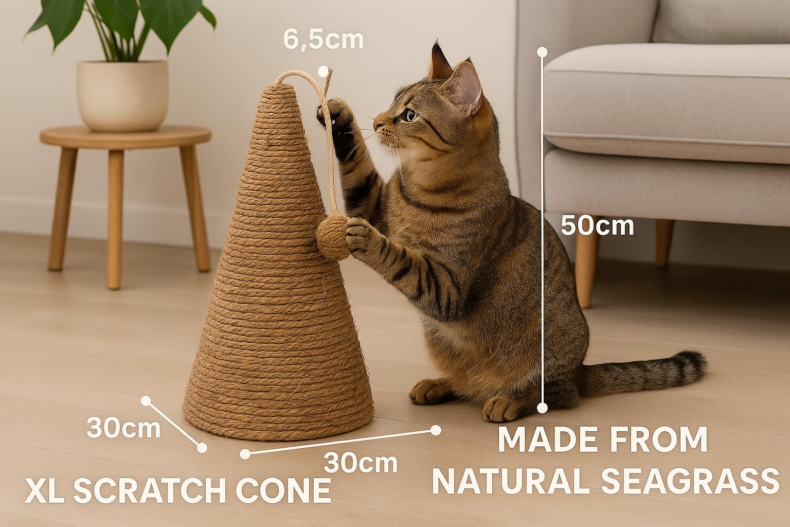 Flamingo Griffoir en Forme de Cône - Marron et Naturel - Griffoir Design et Durable pour Chats Actifs