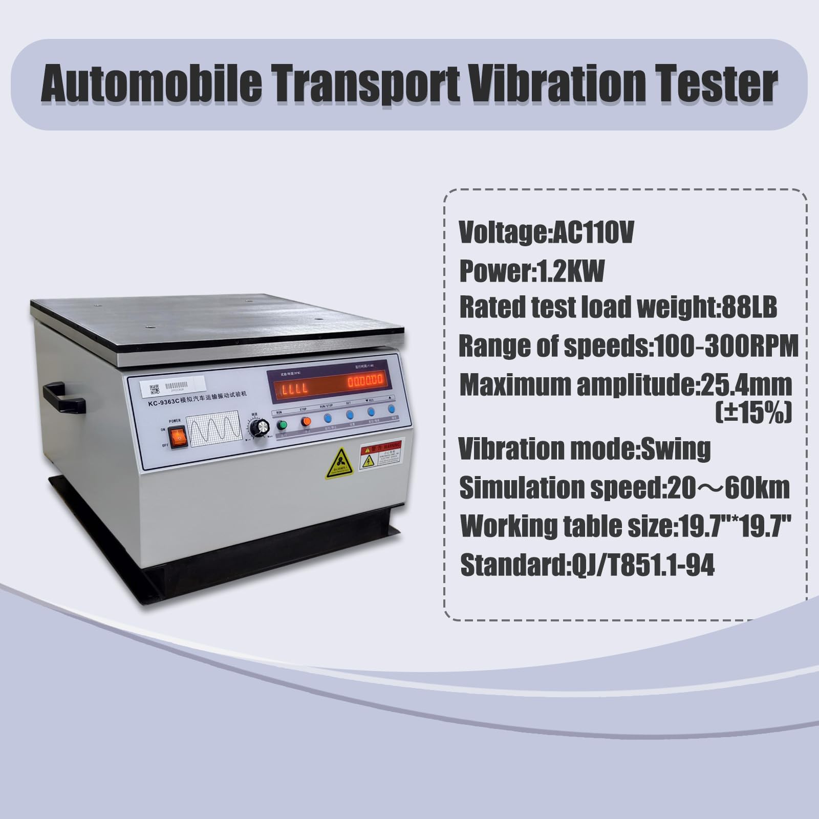 TECHTONGDA Vibration Tester Machine Simulated Automobile Transport Vibration Test Bench Machine 88LB Load Car Transport Vibration Tester