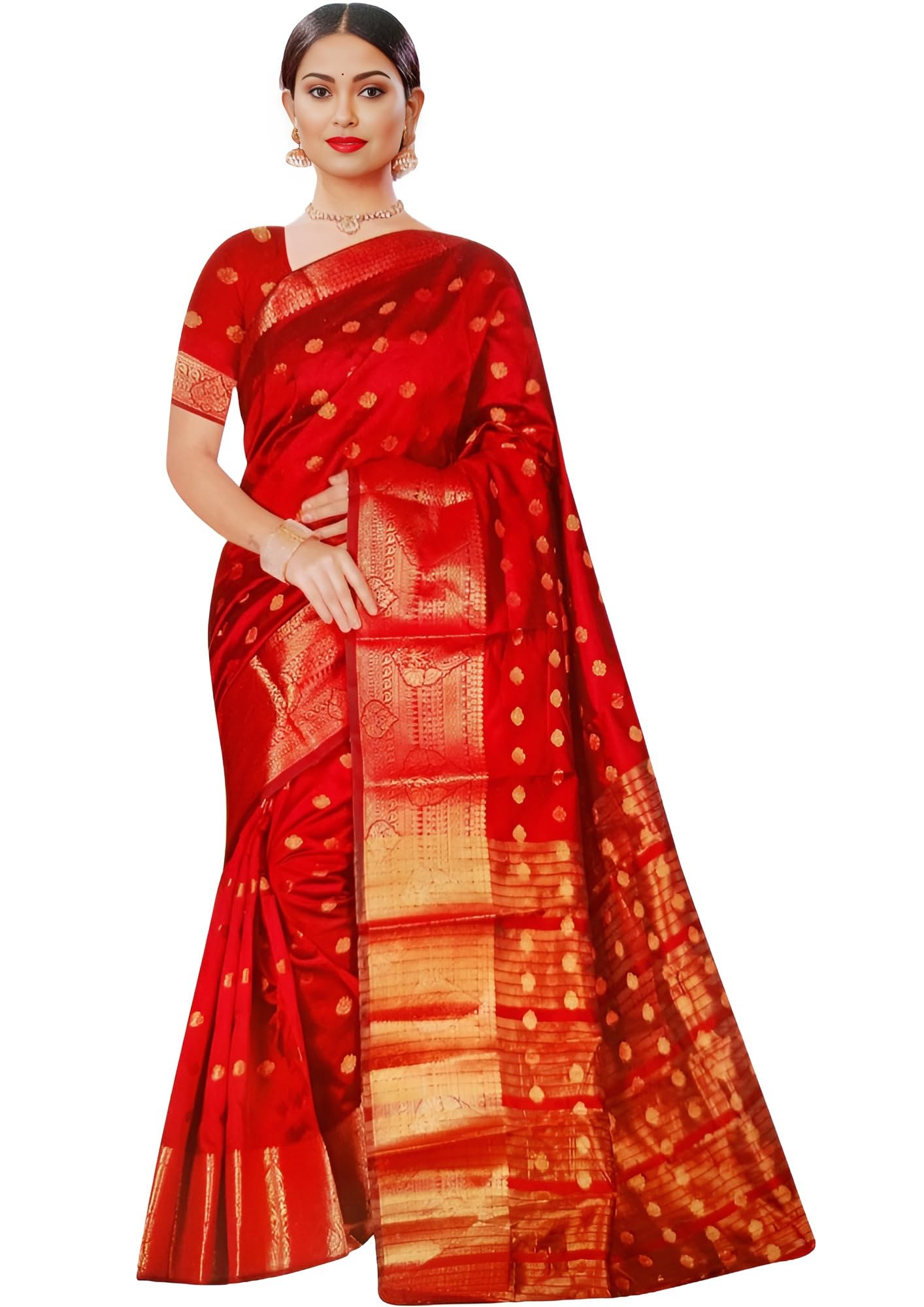 AS Aishwarya SareesAishwarya Sarees Women's Copper Zari Silk SareevWith Blouse Piece