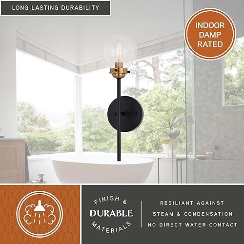 Miniatura 5 de VAXCEL Orbit 1 - Aplique de pared industrial MCM de latón y bronce aceitado claro globo de cristal transparente