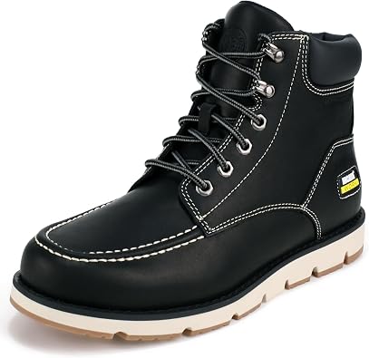 Jacata Mens Work Boots Moc Toe Wedge Botas De Trabajo Para Hombre Soft Toe Non Slip Industrial Construction Leather Boots/Shoes For Men Women