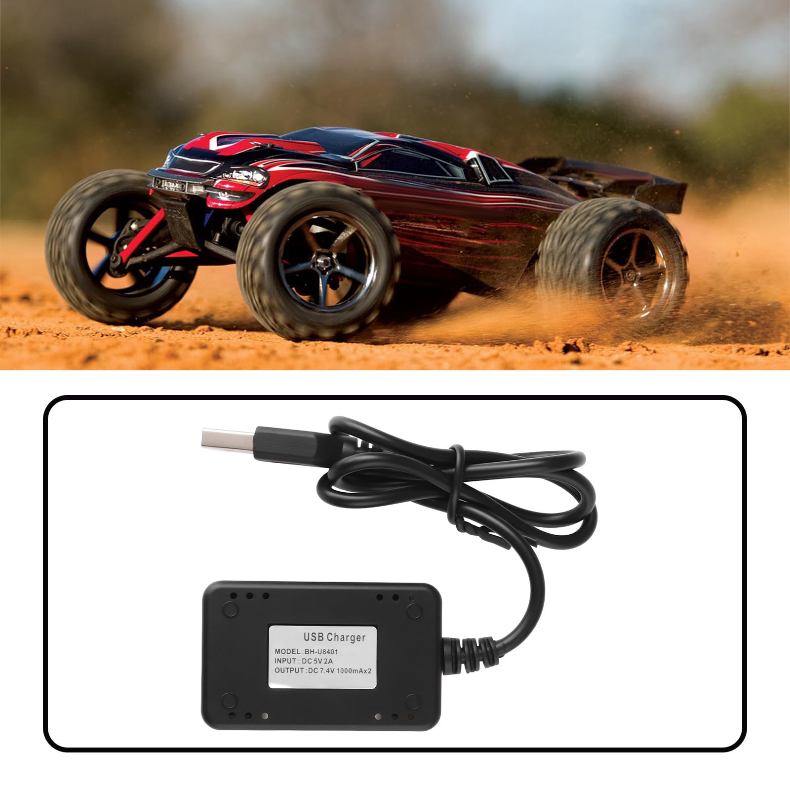 eMagTech RC Remote Control Car 7.4V USB Socket Charger 2000mAh Dual JST-XH Compatible with RC Vehicles Trucks Tanks Drones - Image 2