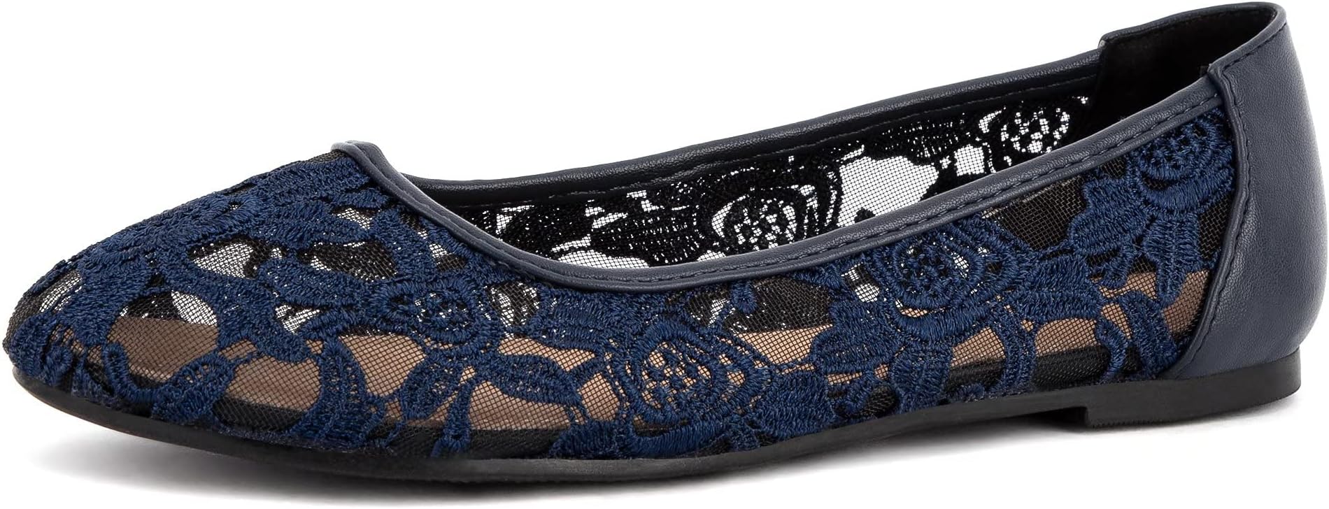 Greatonu Women Shoes Cut Out Slip On Synthetic Lace Ballet Flats