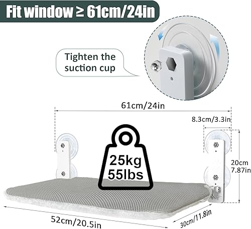 Miniatura 6 de Sunhoo Hamaca para ventana de gato, sin cordón, para el alféizar de la ventana, plegable, estante para gatitos, ventosa, para interiores, gatos,