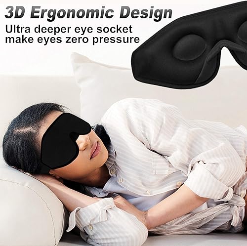 Miniatura 6 de Mascarilla para dormir con luz bloqueante máscara de espuma viscoelástica 3D contorneada para dormir  Funda para ojos y máscara de sueño suave con