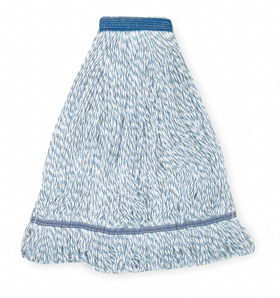 Tough Guy 1TYY7 Looped End Finish Mop, Large, White/Blue
