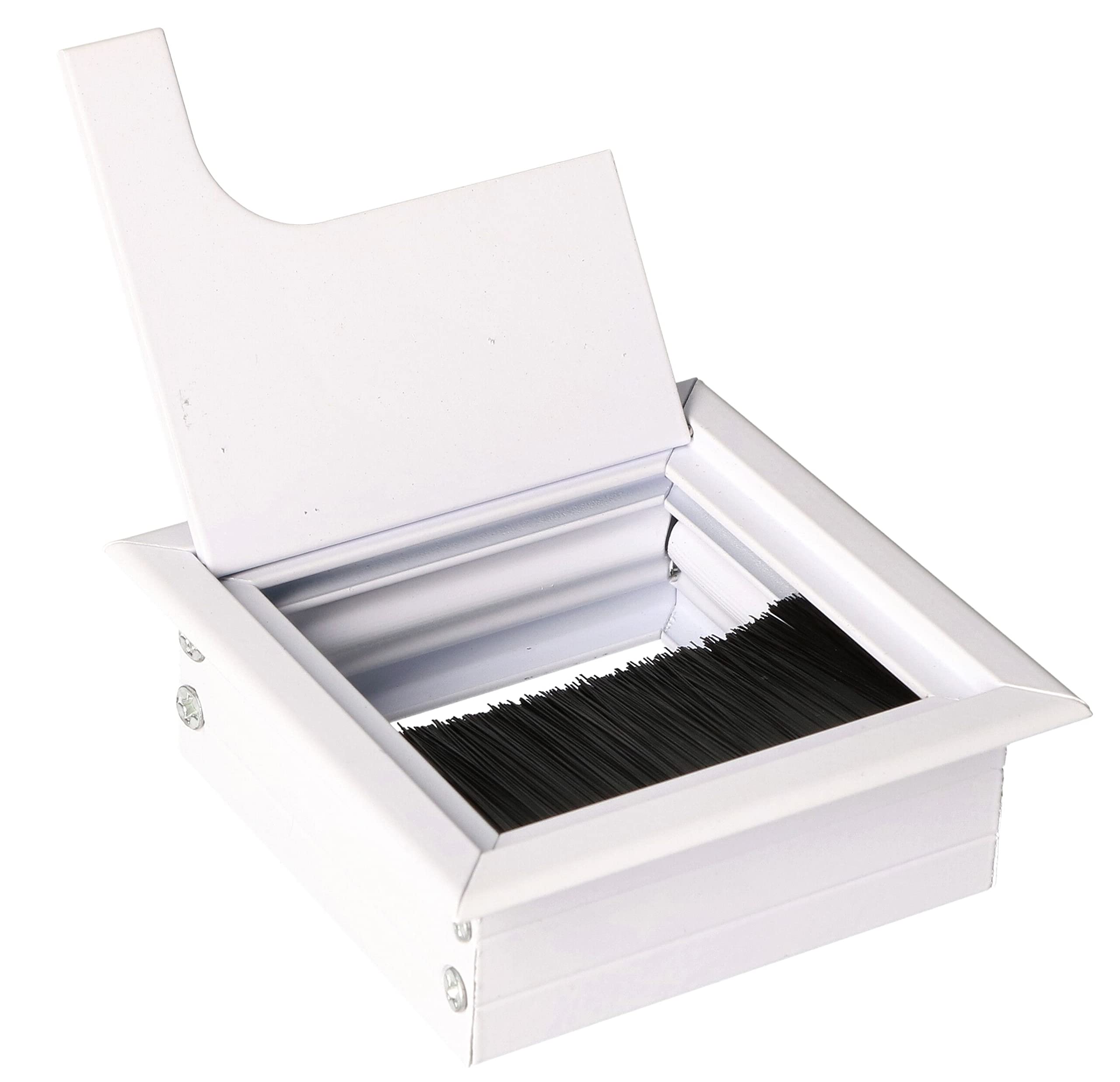 KOTARBAU® 2 x Pasacables de Aluminio 80 x 80 mm, Pasacables para Muebles, Blanco, Pasacables Rectangular de Aluminio para Mesa, Escritorio, Organizador de Cables, Boquilla para Cables con Tapa, 2 uds